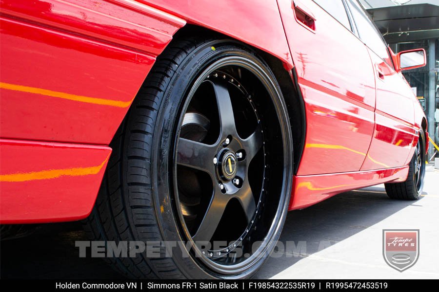 19x8.5 19x9.5 Simmons FR-1 Satin Black on Holden Commodore VN