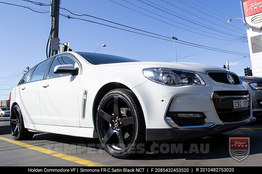 20x8.5 20x10 Simmons FR-C Satin Black NCT on Holden Commodore VF