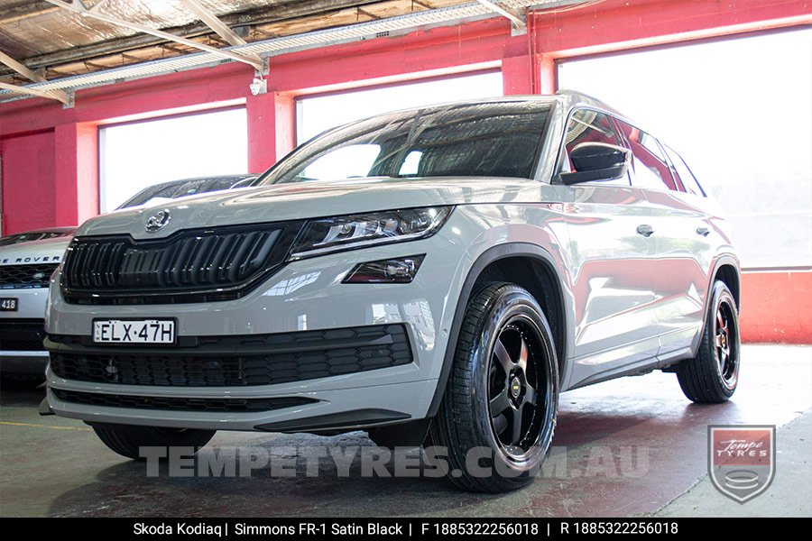 18x8.5 18x9.5 Simmons FR-1 Satin Black on Skoda Kodiaq