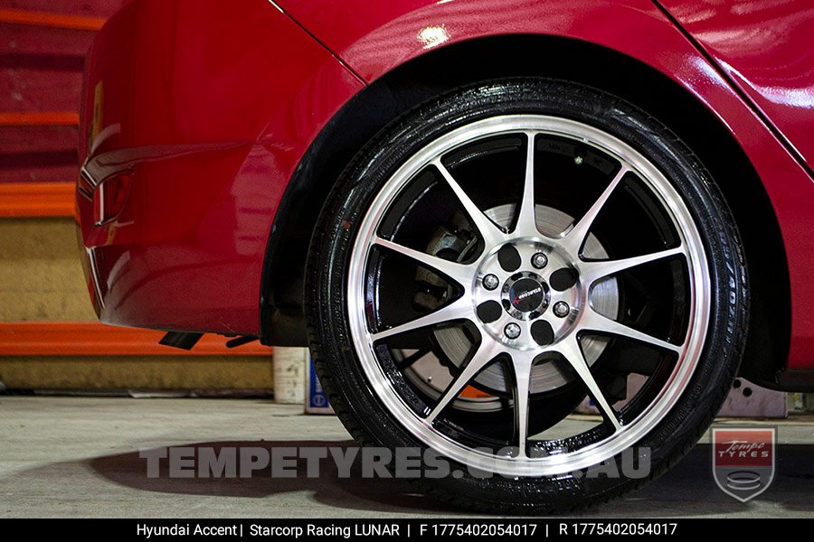 17x7.5 Starcorp Racing LUNAR on Hyundai Accent