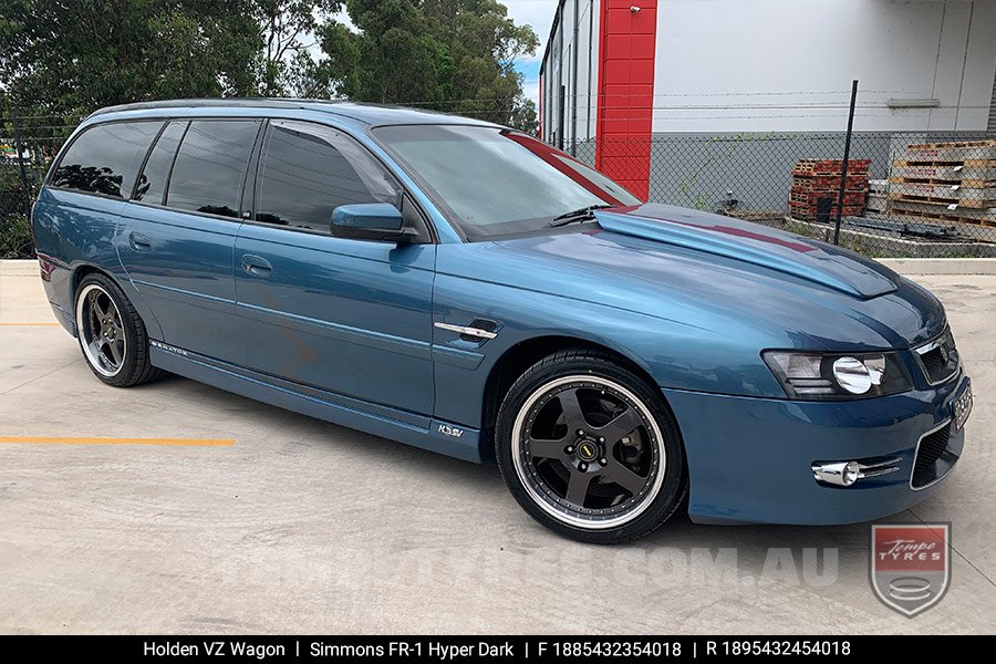 18x8.5 18x9.5 Simmons FR-1 Hyper Dark on Holden Commodore VZ