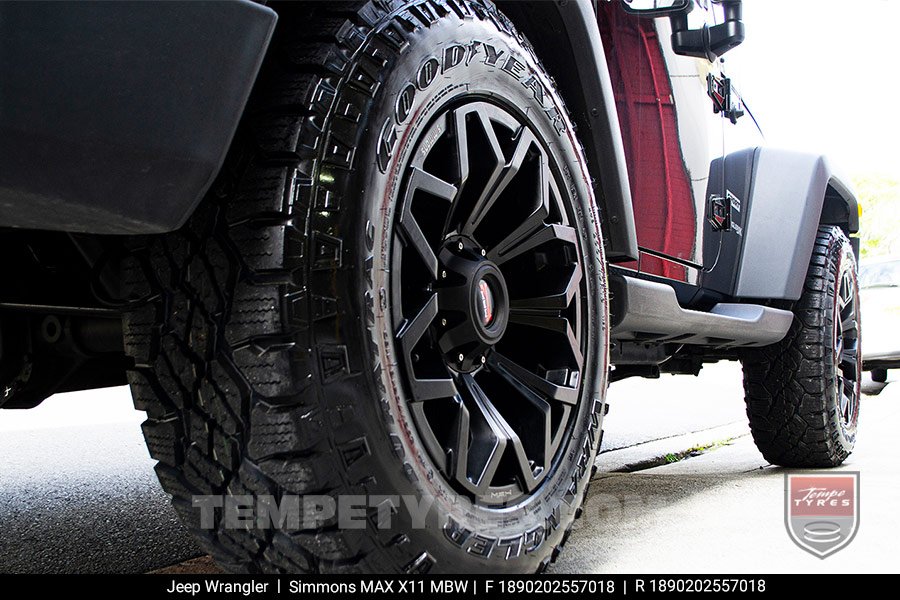 18x9.0 Simmons MAX X11 MBW on Jeep Wrangler