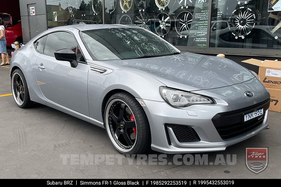 19x8.5 19x9.5 Simmons FR-1 Gloss Black on Subaru BRZ