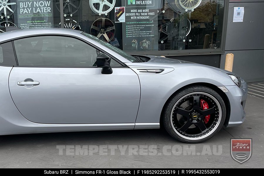 19x8.5 19x9.5 Simmons FR-1 Gloss Black on Subaru BRZ