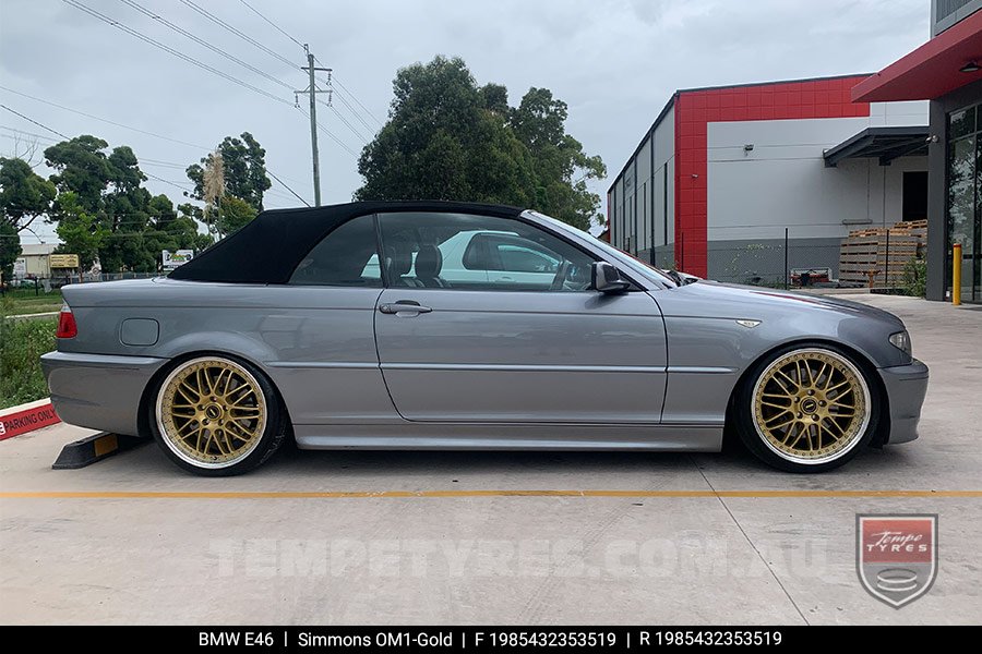 19x8.5 19x9.5 Simmons OM-1 Gold on BMW E46