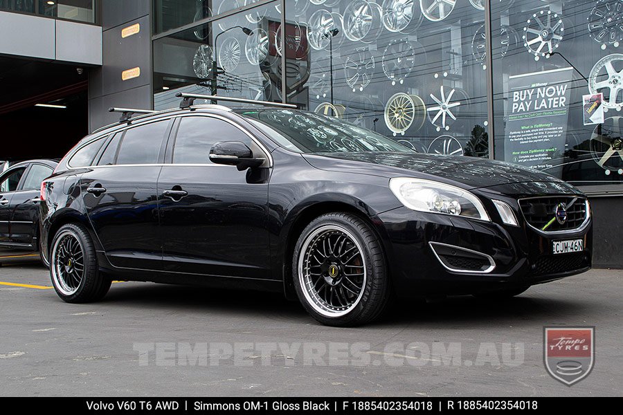 18x8.5 18x9.5 Simmons OM-1 Gloss Black on Volvo V60