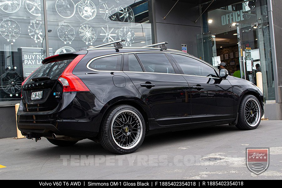 18x8.5 18x9.5 Simmons OM-1 Gloss Black on Volvo V60