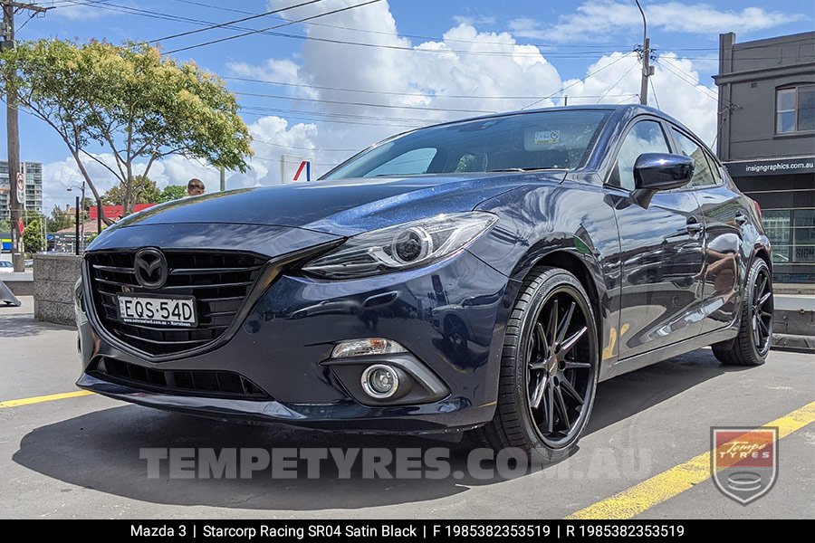 19x8.5 Starcorp Racing SR04 Satin Black on Mazda 3