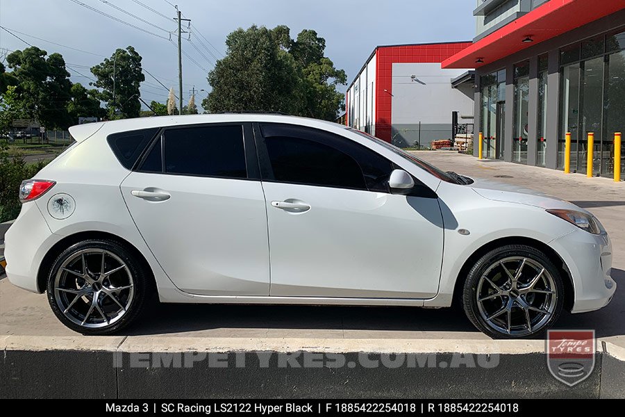 18x8.5 SC Racing LS2122 Hyper Black on Mazda 3