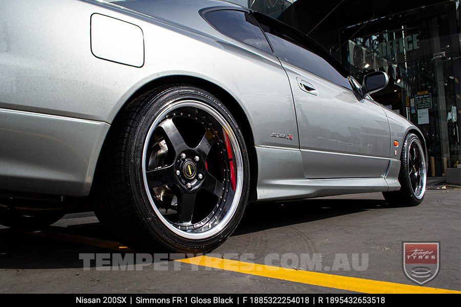 18x8.5 18x9.5 Simmons FR-1 Gloss Black on Nissan 200SX