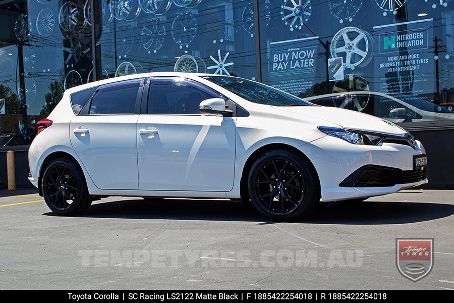 18x8.5 SC Racing LS2122 Matte Black on Toyota Corolla