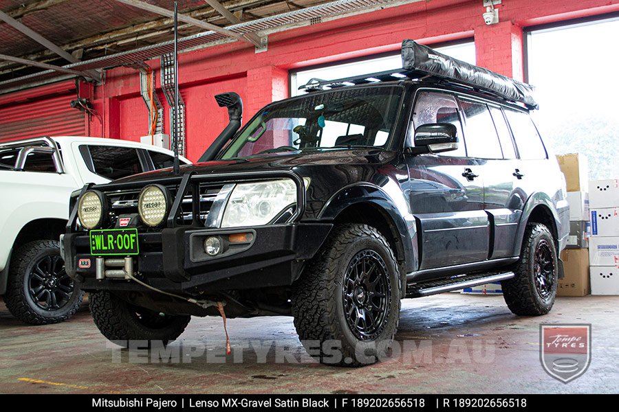 18x9.0 Lenso MX-Gravel Satin Black on MitsubIshi Pajero