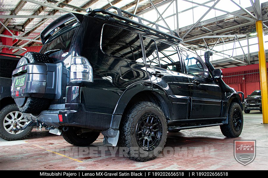 18x9.0 Lenso MX-Gravel Satin Black on MitsubIshi Pajero