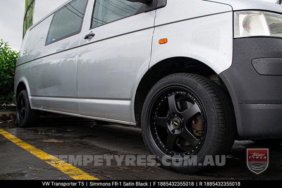 18x8.5 18x9.5 Simmons FR-1 Satin Black on VW Transporter