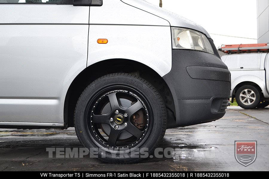 18x8.5 18x9.5 Simmons FR-1 Satin Black on VW Transporter