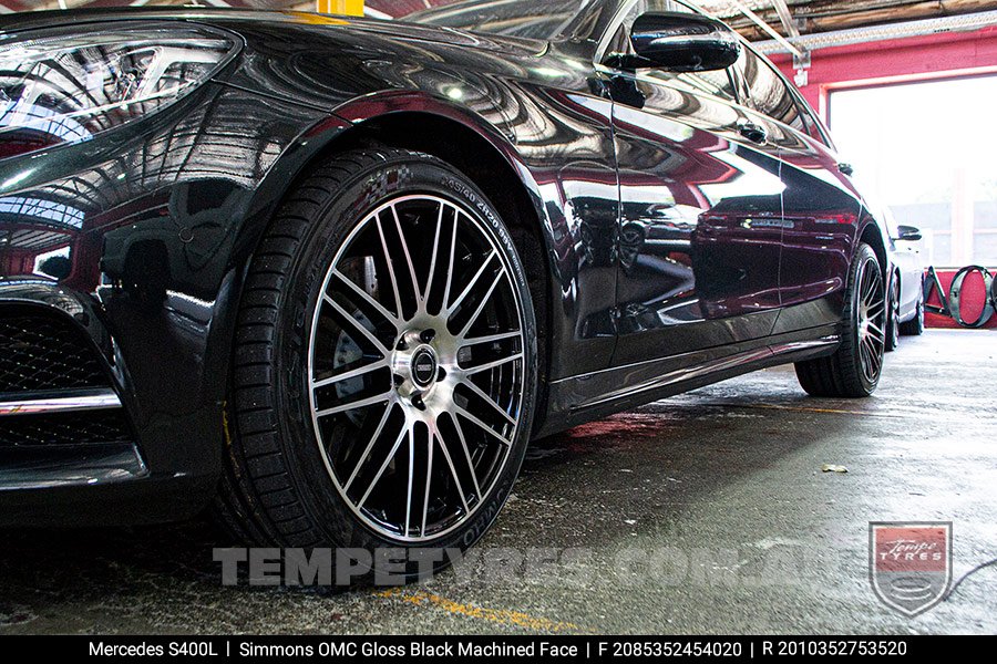 20x8.5 20x10 Simmons OMC Gloss Black Machined Face on Mercedes S-Class