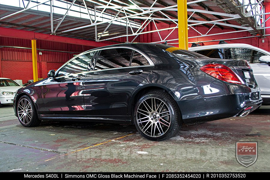 20x8.5 20x10 Simmons OMC Gloss Black Machined Face on Mercedes S-Class