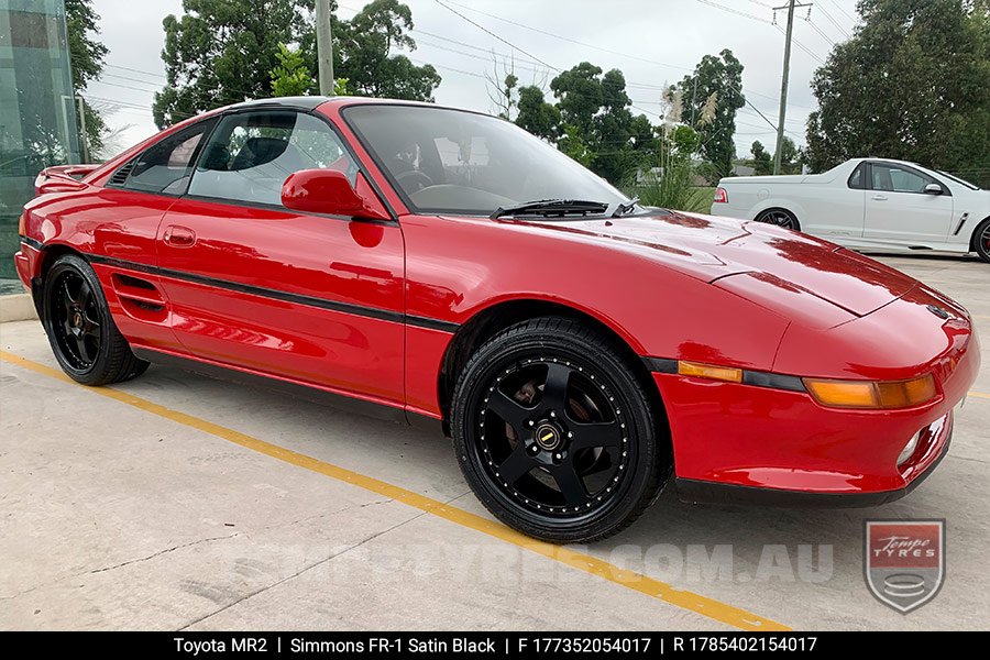 17x7.0 17x8.5 Simmons FR-1 Satin Black on Toyota MR2