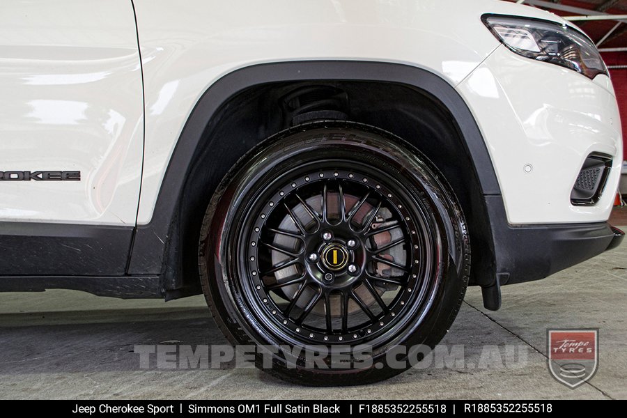 18x8.5 18x9.5 Simmons OM-1 Satin Black on Jeep Cherokee