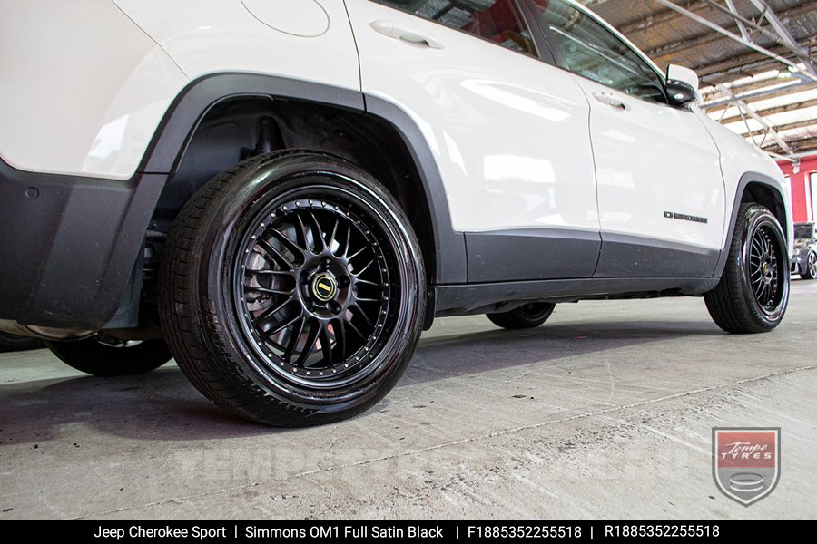 18x8.5 18x9.5 Simmons OM-1 Satin Black on Jeep Cherokee