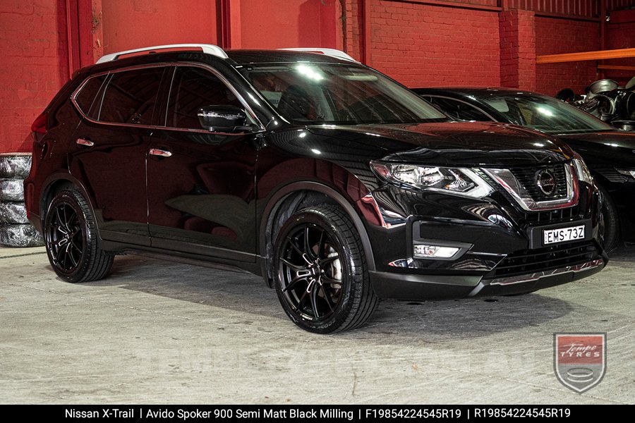 19x8.5 900 AVIDO Semi Matt Black Milling on Nissan X-Trail