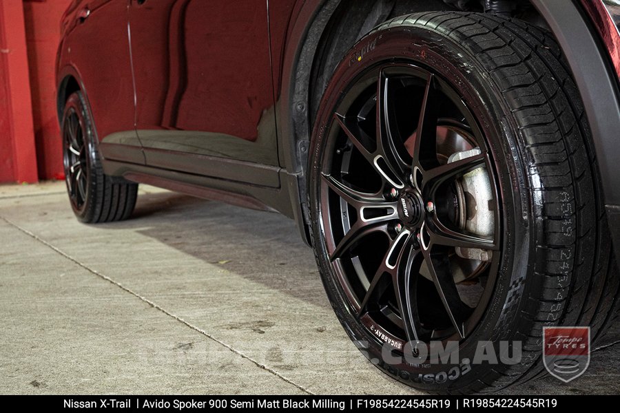 19x8.5 900 AVIDO Semi Matt Black Milling on Nissan X-Trail