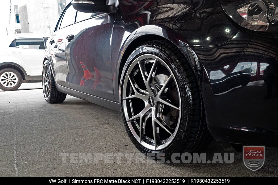 19x8.0 19x9.0 Simmons FR-C Matte Black NCT on VW Golf