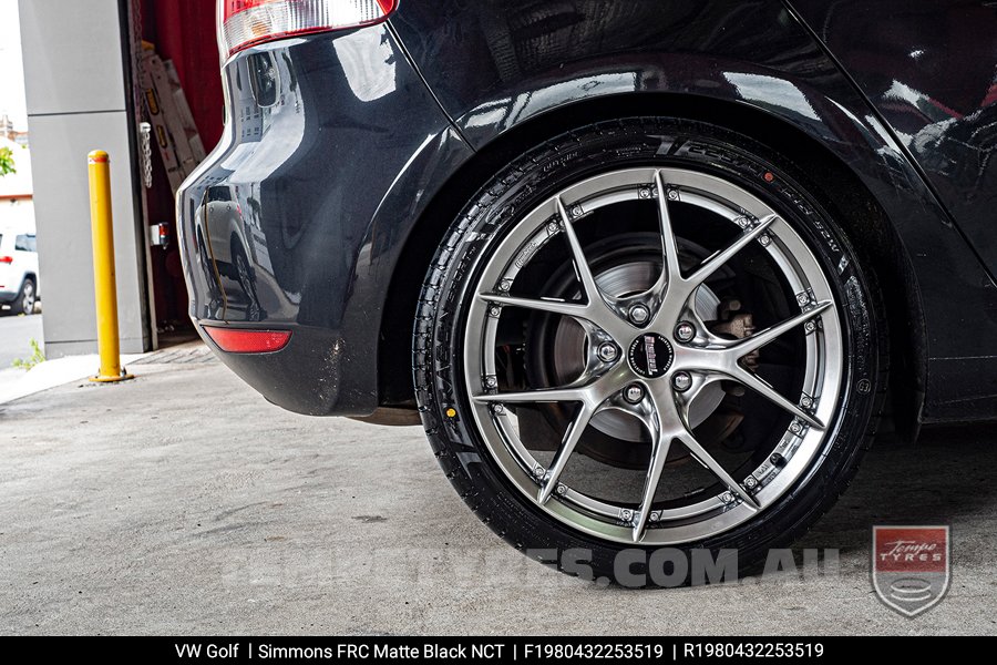 19x8.0 19x9.0 Simmons FR-C Matte Black NCT on VW Golf