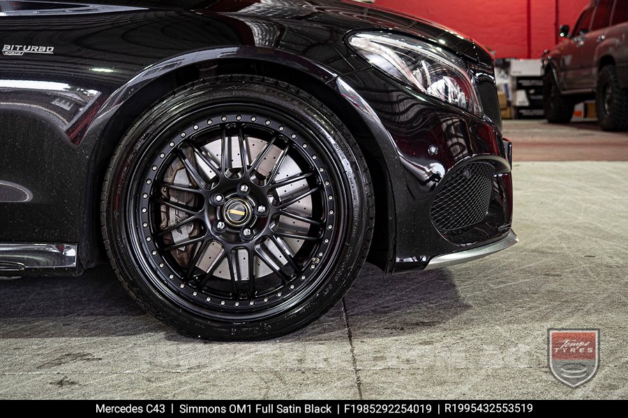 19x8.5 19x9.5 Simmons OM-1 Satin Black on Mercedes C-Class