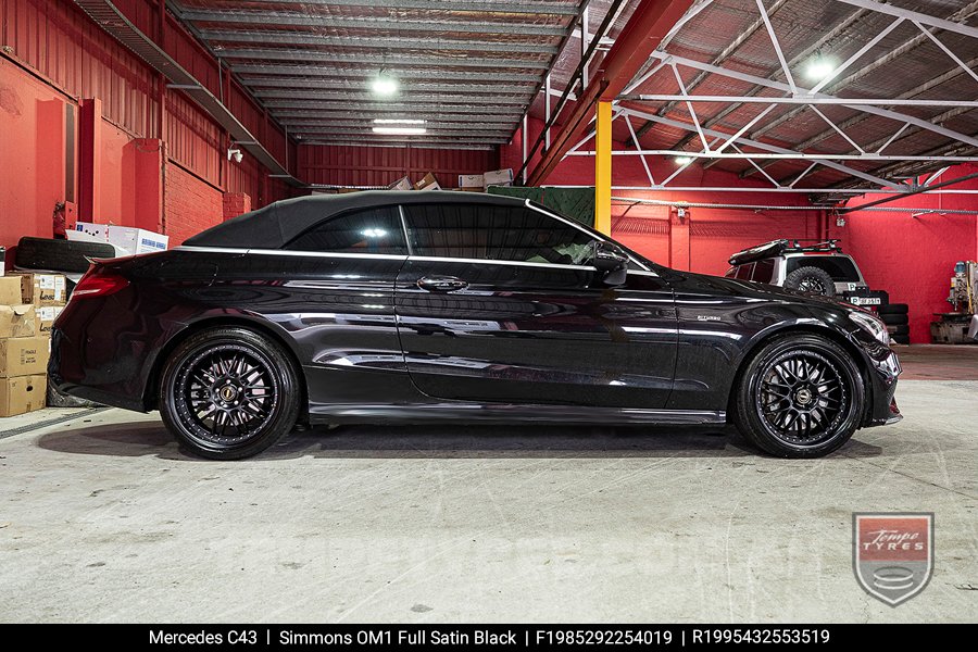 19x8.5 19x9.5 Simmons OM-1 Satin Black on Mercedes C-Class