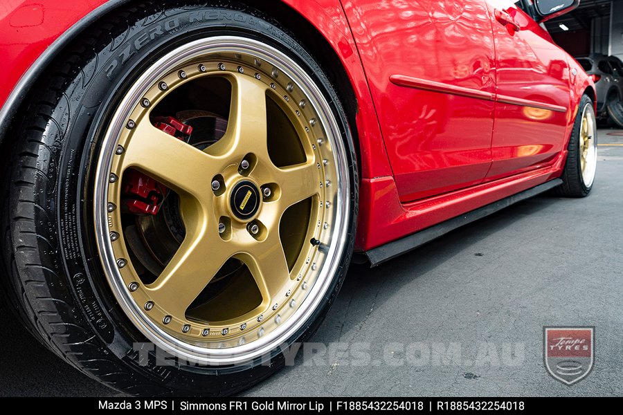 18x8.5 18x9.5 Simmons FR-1 Gold on Mazda 3