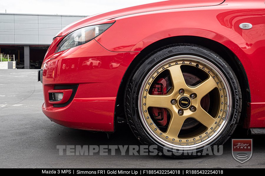 18x8.5 18x9.5 Simmons FR-1 Gold on Mazda 3