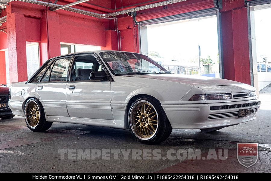 18x8.5 18x9.5 Simmons OM-1 Gold on Holden Commodore VL