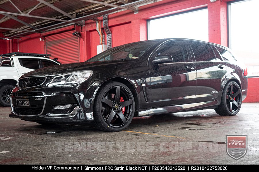 20x8.5 20x10 Simmons FR-C Satin Black NCT on Holden Commodore VF