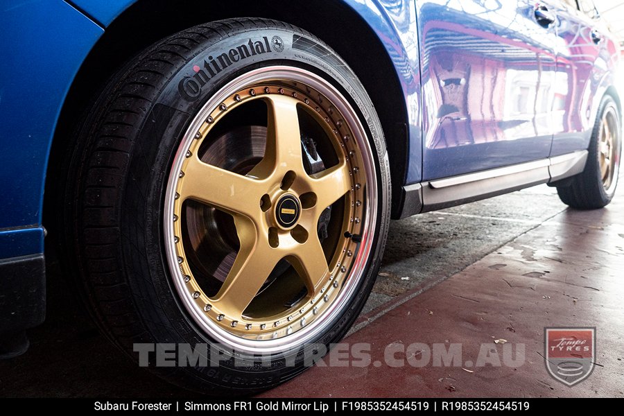 19x8.5 19x9.5 Simmons FR-1 Gold on Subaru Forester