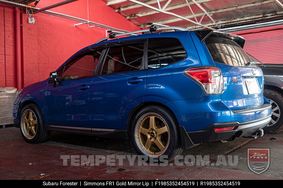 19x8.5 19x9.5 Simmons FR-1 Gold on Subaru Forester