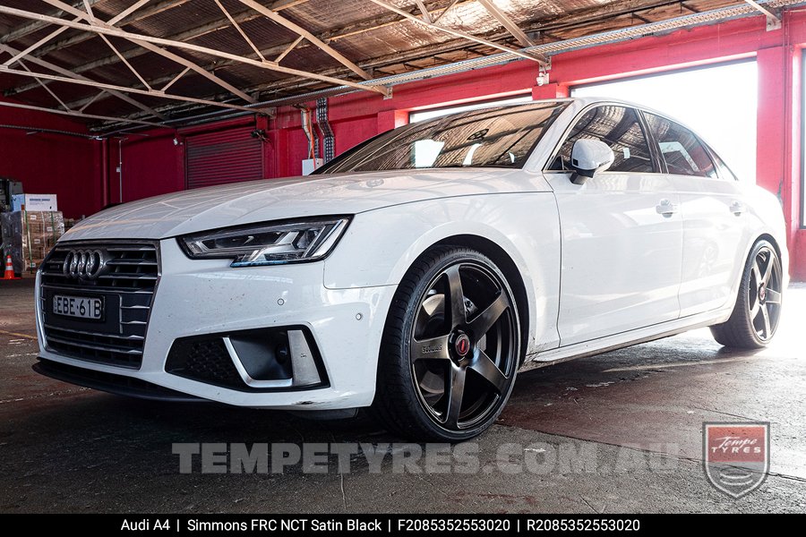 20x8.5 20x10 Simmons FR-C Satin Black NCT on Audi A4