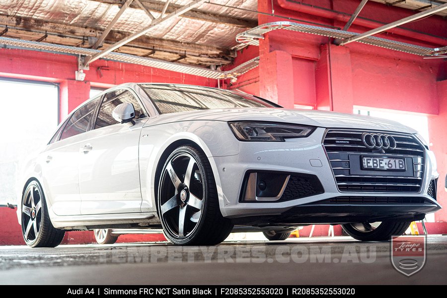 20x8.5 20x10 Simmons FR-C Satin Black NCT on Audi A4