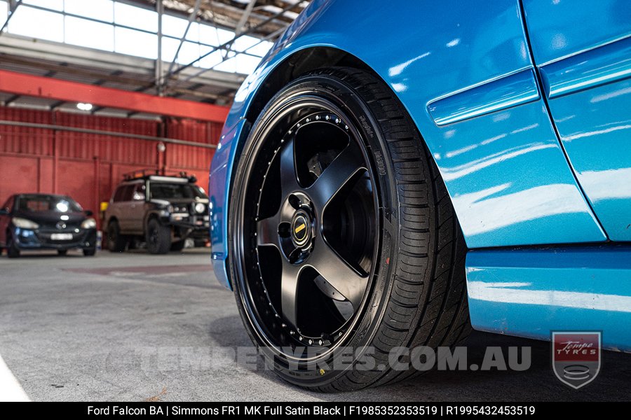 19x8.5 19x9.5 Simmons FR-1 Satin Black on Ford Falcon