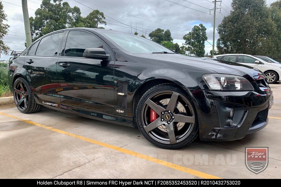 20x8.5 20x10 Simmons FR-C Hyper Dark NCT on Holden Clubsport