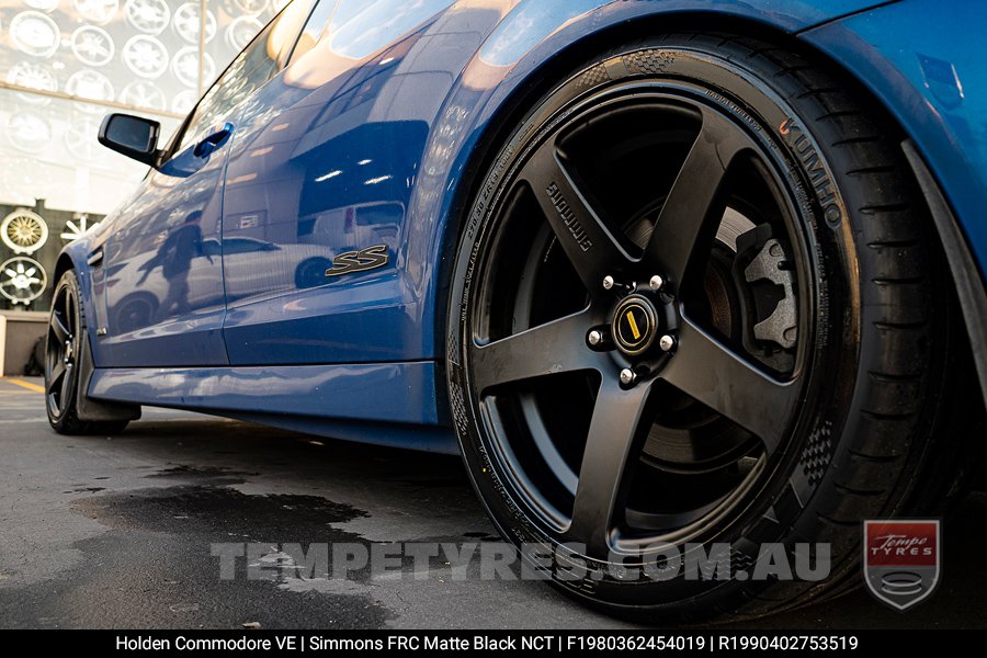 19x8.0 19x9.0 Simmons FR-C Matte Black NCT on Holden Commodore VE