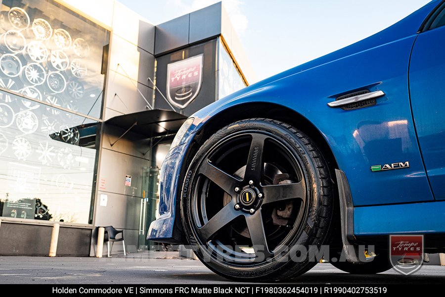 19x8.0 19x9.0 Simmons FR-C Matte Black NCT on Holden Commodore VE 2009