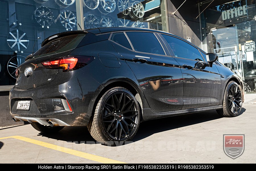 19x8.5 Starcorp Racing SR01 Satin Black on Holden Astra