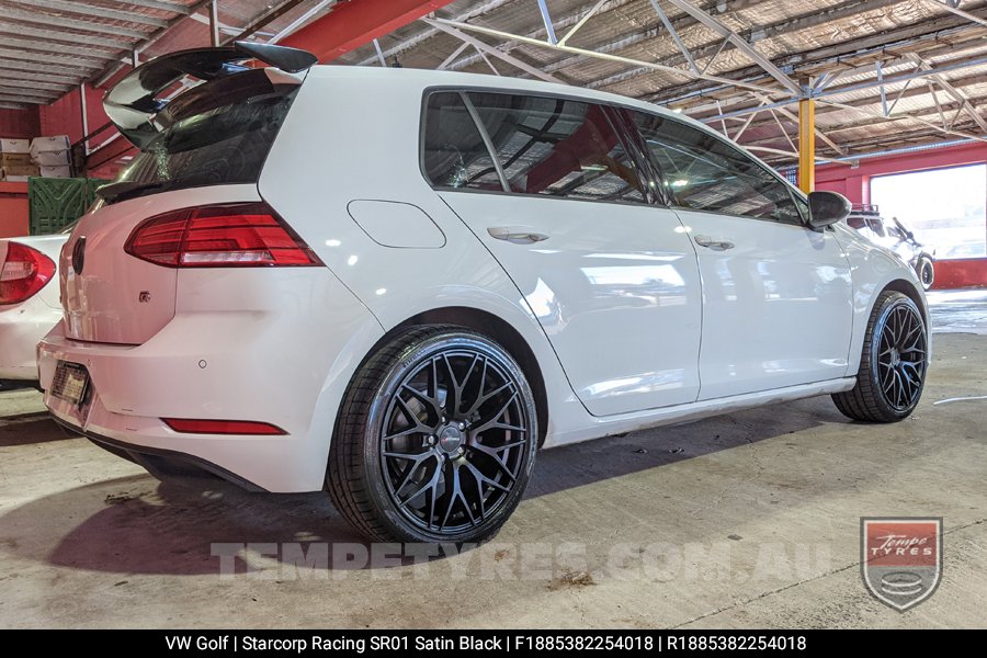 18x8.5 Starcorp Racing SR01 Satin Black on VW Golf