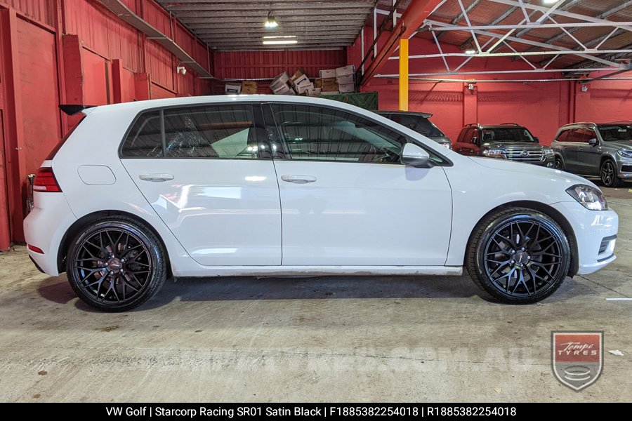 18x8.5 Starcorp Racing SR01 Satin Black on VW Golf