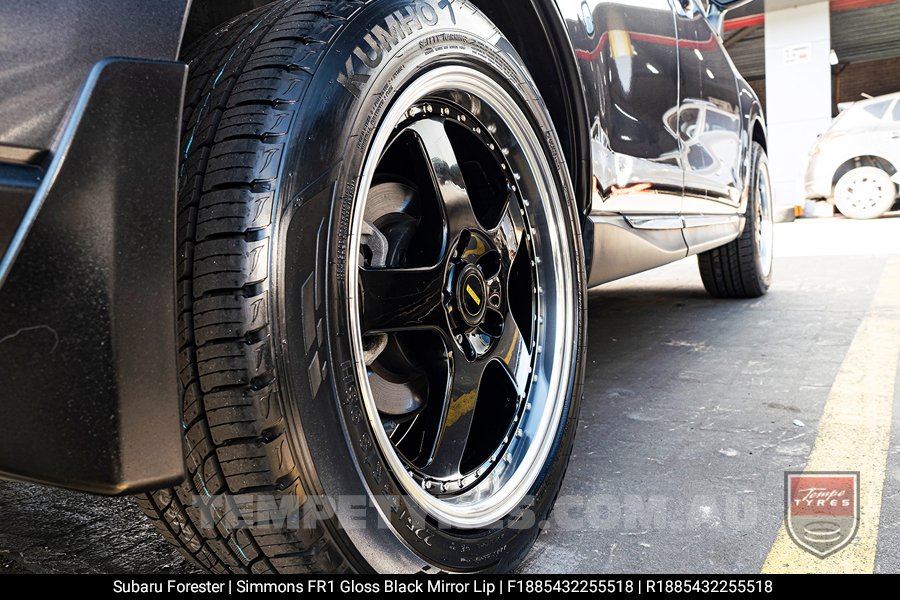 18x8.5 18x9.5 Simmons FR-1 Gloss Black on Subaru Forester