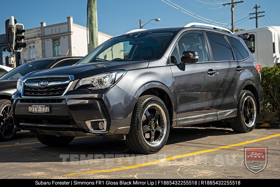 18x8.5 18x9.5 Simmons FR-1 Gloss Black on Subaru Forester