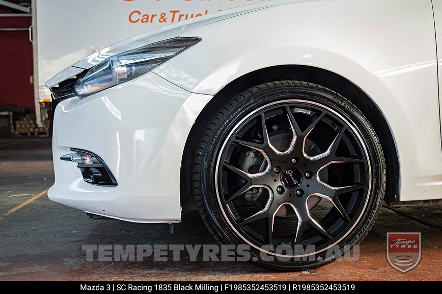 19x8.5 SC Racing 1835 Black Milling on Mazda 3