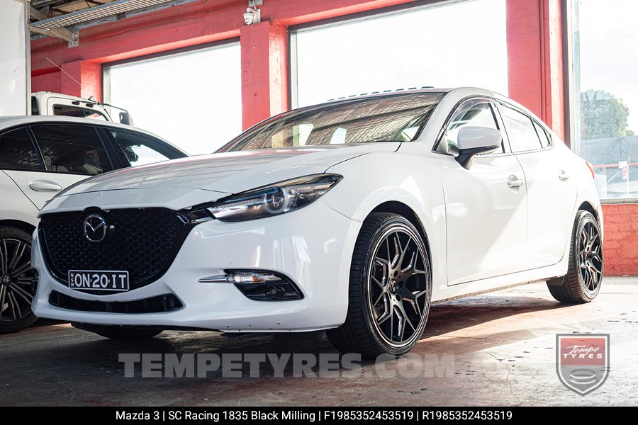 19x8.5 SC Racing 1835 Black Milling on Mazda 3