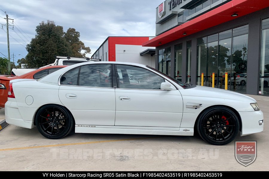 19x8.5 Starcorp Racing SR05 Satin Black on Holden Commodore VY